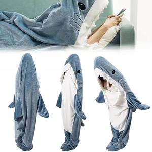 HP Cartoon Shark One-Piece Flannel Blanket Sleeping Bag for Adults Family Cosplay Suit Pajamas - Product Image 3
