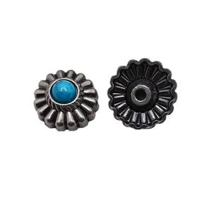 Fleur Turquoise Conchos Bouton Coulée Plaqué Argent Avec Dos Vis - Product Image 5