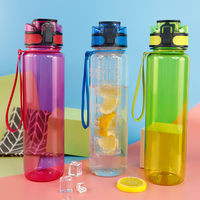 Bouteille d'eau en plastique Tritan sans BPA avec infuseur de fruits filtre infuseur de citron infuseur de thé en verre céramique bouteille de boisson en matériau PC