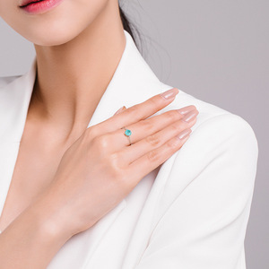 S925 Sterling Silver Round Icy Lake Blue Gem Pull Chain <b>Ring</b> Minimalist <b>Adjustable</b> Flexible Finger Accessory For Women - Product Image 2