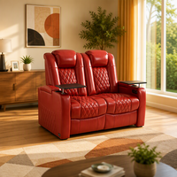 Canapé inclinable électrique en cuir véritable pour deux personnes, fauteuil de cinéma à domicile avec appuie-tête réglable, USB Type-C, porte-gobelets LED