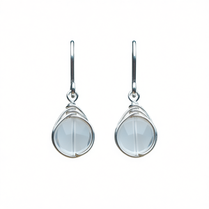 Boucles d'oreilles pendantes en argent E2828 avec cristaux naturels en forme de goutte d'eau, sertissage clos, style minimaliste, pour femme, à porter au quotidien - Product Image 1