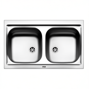 Fregadero de Acero Inoxidable de 2 Cubetas, 80 cm, para Encimera de Cocina - Product Image 3