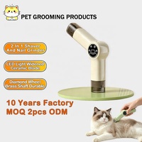 Tondeuse et lime à ongles 2-en-1 sûres pour animaux de compagnie avec lumière LED, faible bruit, lame en céramique ABS, rechargeable Type-C pour chiens et chats