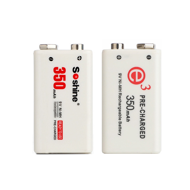 Ni-MH 6F22 9V Rechargeable Batteries, 9V 350mAh  Li-ion - 2 Count (Pack of 1)