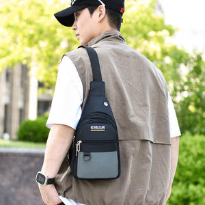 Kelylek Bolso de pecho para hombre, bolso pequeño de tela Oxford, bolso bandolera con bloques de color, para viajes de negocios, gris, negro, verde, azul, YZ8722 - Product Image 1