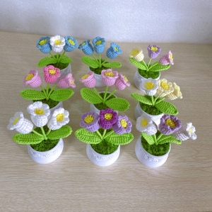 Mini fiore all'uncinetto fatto a mano pianta in vaso lavorato a maglia finti fiori <span class=keywords><strong>di</strong></span> prugna per tavola rustica centrotavola oggetti decorativi - Product Image 6