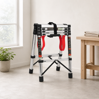 Échelle à double face en acier inoxydable avec sac à outils, échelle pliante en forme de A pour déplacement latéral et rangement facile OEM