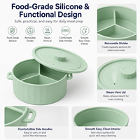Couvercle de cuisson vapeur en silicone de qualité alimentaire, écologique, à double couche et compartimentée, pour une préparation de repas saine