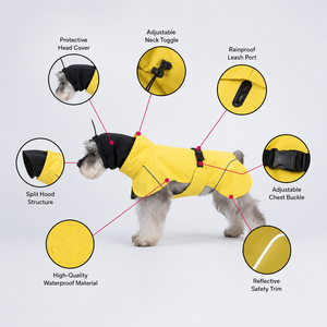 Hot Sale Dog Clothes Suppliers Stripe Waterproof Fashion Pet Rain Coat Jacket Reflective Adjustable Pet Dog <b>Raincoat</b> - Product Image 3