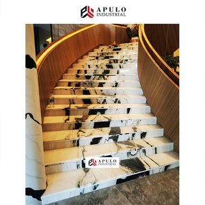 Escalera de mármol blanco con forma de Panda para interiores, baldosas de suelo en espiral de piedra negra, escalón flotante, precio de fábrica - Product Image 2