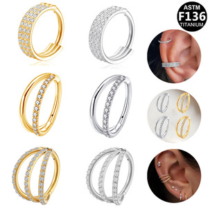 Fashion Piercing Jewelry <b>Titanium</b> Nose <b>Ring</b> F136 Stainless Steel Geometric Heart Shape Amethyst Prong Setting Septum Cartilage - Product Image 5