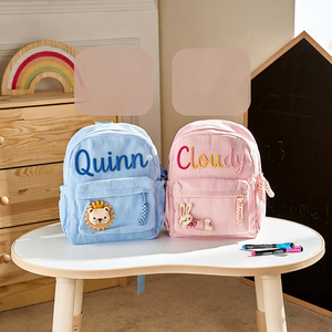 Trendy Custom Personalized Lightweight <strong>Mini</strong> School Bag Colorful Corduroy Kids <strong>Backpack</strong> RFID Protection Corduroy Toddler <strong>Backpack</strong> - Product Image 3