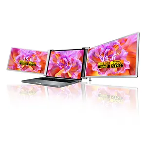 FOPO S9 Monitor portabel 15.6 inci, layar Laptop Triple USB C Extender rasio 16:9 1080 Monitor IPS