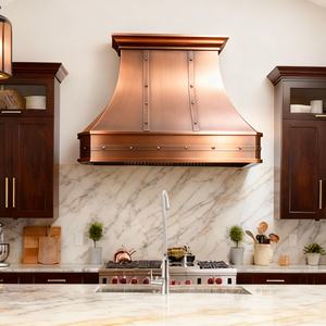 高級別荘のキッチン用アンティーク手打ち銅製レンジフード - Product Image 1