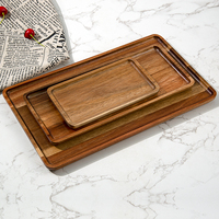 Plateaux de service rectangulaires en bois d'acacia pour Bar Coffee Party Dish Snackery Food Tea Fruit