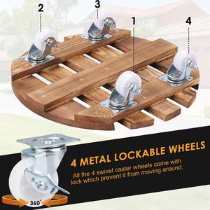 Support à plantes en bois personnalisé, lot de <span class=keywords><strong>2</strong></span>, avec rotation à 360° °   Chariot à roulettes pivotantes robustes pour plantes, support roulant pour grands pots - Product Image 2