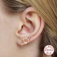 Boucles d'oreilles en argent 925 avec zircon et melon d'eau en or 14 carats avec diamant taille princesse plaqué rhodium pour anniversaire ou cadeau