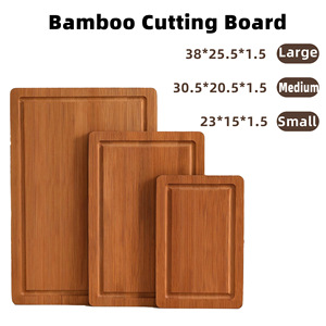 Bamboo Cutting Board <b>Set</b> Of 3 Rectangular Carbonized Kitchen Chopping Blocks With Sink - Product Image 2