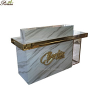 Pronne – bureau de réception led pour salon de manucure, moderne, blanc, luxe, couleur marbre, avec logo