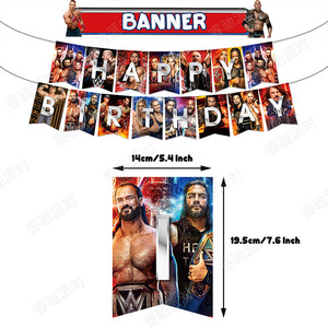 Venta al por mayor Wrestling Match <span class=keywords><strong>WWE</strong></span> Theme Party Banner Flag Cake Topper Juegos de globos de látex para suministros de fiesta - Product Image 3