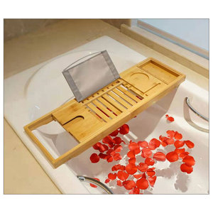 Estante extensible de bambú, estante simple para bañera, soporte para teléfono y tableta, bandeja, estante para baño, almacenamiento para baño. - Product Image 1
