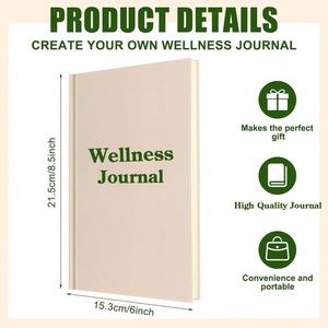 Custom Wellness <b>Journal</b> Notebook A5 Leather Hardcover with 100 Sheets for Men and Women - Product Image 2