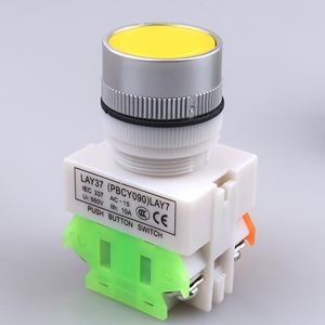 LAY37-11BN สวิตช์ปุ่มกดแบบหัวแบน ล็อคตัวเอง 220V สีแดง 1NO 1NC - Product Image 1