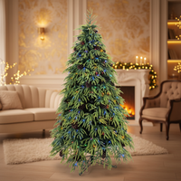 Nouvel Arrivage Arbre de Noël Artificiel Pré-éclairé en PE PVC avec Base Métallique, Décoration de Fêtes Intérieure Ignifuge, Plusieurs Tailles