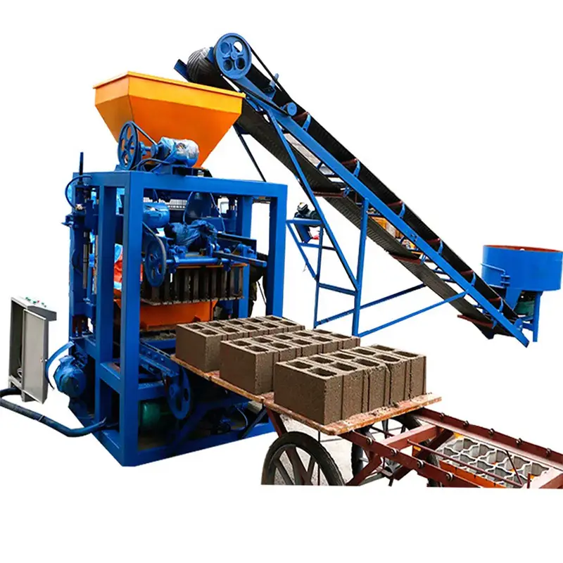 Qt4-24 semi otomatis mesin pembuat blok berongga tanah 200t interlocking semen mesin pembuat bata untuk dijual di ibu