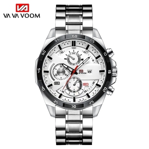 Montre chronographe de course de luxe pour hommes, bracelet en acier inoxydable bicolore noir et or, montre-bracelet de sport - Product Image 4