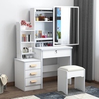 Coiffeuse intégrée en plastique tendance pour baie vitrée, avec rangement, pour petit appartement, garantie 1 an pour usage domestique