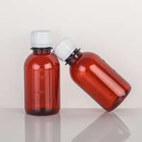 Bouteille de sirop contre la toux en PET ambré sans BPA de 100 ml, bouteille en plastique pour compléments alimentaires, bonbons, médicaments, vitamines avec bouchon anti-effraction