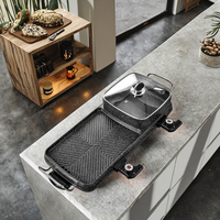 Plaque chauffante électrique antiadhésive multifonctionnelle de style coréen Barbecue Four de cuisson Usage domestique Grilles électriques Plaques chauffantes