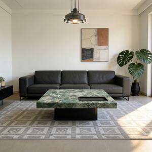 Mesa de Centro Moderna de Mármol Verde, Mesa Rectangular de Piedra Natural de Lujo, Mueble Grande de Estilo Italiano para Sala de Estar - Product Image 3