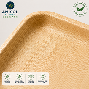 9 Inch Square Areca Palm Leaf <b>Disposable</b> Dinner <b>Plate</b> | Compostable Eco-Friendly Heavy-Duty Catering <b>Plate</b> - Product Image 5