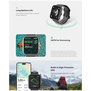 NHJ11 Đồng hồ thông minh GPS Màn hình AMOLED silica gel trả lời cuộc gọi định vị hình vuông cho điện thoại <span class=keywords><strong>Android</strong></span> ứng dụng phù hợp tương thích - Product Image 5