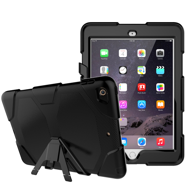 Shockproof Tablet Case for iPad 9.7 Inch 2017/2018 5th/6th Generation Built-in Screen Protector + Kickstand Cover