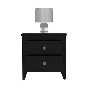 Table de chevet moderne en finition wengue noire DB avec deux étagères et quatre pieds pour meubles d'appartement ou de chambre à coucher - Product Image 4