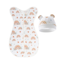 NUEVO Saco de Dormir de Algodón para Bebé y Gorro de Bebé, Manta Envolvente Unisex para Recién Nacido, Saco de Dormir Antipatadas, Usable en Todas las Estaciones