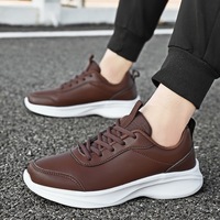 Zapatillas Deportivas Ligeras y Transpirables para Hombre, Color Negro y Marrón, Tallas 39-45, con Cordones, Suaves, Cómodas, Antideslizantes, que Aumentan la Altura, para Primavera y Verano