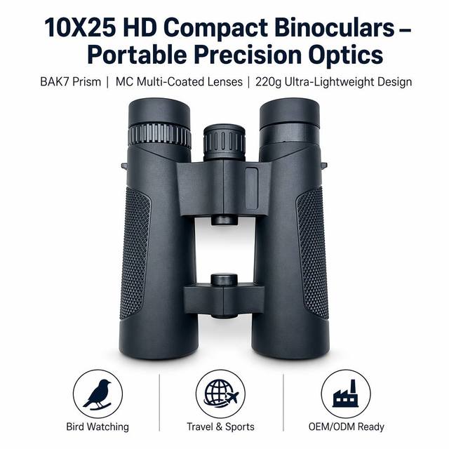 FMC 10X25 Binoculars BAK7 Prism Waterproof Compact Telescope Binoculars for Camping Travel Hunting Opera Theatre Glass Bulk