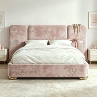 Lit double en tissu de luxe haut de gamme pour chambre principale, style italien, pour manoir, villa, mariage, mobilier de maison