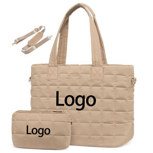 Toptan özel büyük Puffer Tote çanta çanta ile 15.6 inç Laptop çantası kabarık kapitone işık çalışma seyahat el çantası kadınlar için - Product Image 6