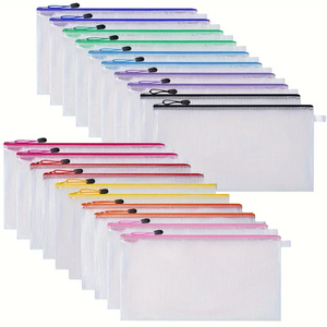 ซองใส่เอกสารแบบตาข่าย PVC สีสันสดใส ขนาด A4 30 ชิ้น ซองซิปใส สำหรับจัดระเบียบเอกสาร ใช้ในโรงเรียน สำนักงาน หรือสำหรับบรรจุภัณฑ์ - Product Image 1