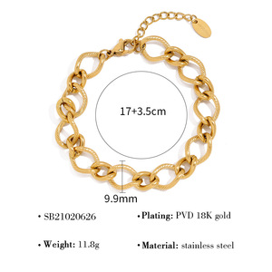 Bracciale in acciaio inox Muliti bracciale in acciaio inox Punk Cuba a catena bracciale con personalità in acciaio al titanio per le donne - Product Image 2