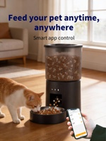Distributeur automatique intelligent 4L WiFi à double gamelle pour animaux de compagnie avec enregistrement vocal, contrôle par application et minuterie, pour aliments secs (chats et chiens), avec gamelles en acier inoxydable