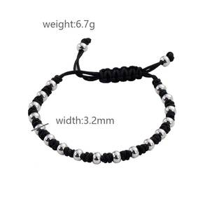 Bracelet en acier inoxydable avec cordon noir, nœud <span class=keywords><strong>coulissant</strong></span> réglable, bijoux minimalistes unisexes - Product Image 2