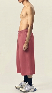 Shorts Jogger Baggy Rose Poudré en Toile de Qualité Supérieure pour Homme – Style Décontracté Streetwear 100% Coton Anti-Plis Respirant Uni - Product Image 2