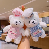 En gros, Porte-clés en peluche ours chef mignon, poupée en peluche Teddy, pendentif animal de dessin animé, ornement de sac, joli cadeau
